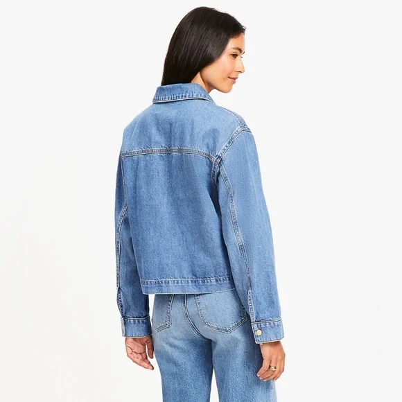 LOFT Denim Bow Top - Picture 3 of 11